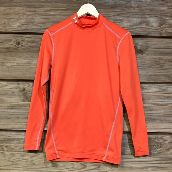 Orange Under Armour Coldgear Evo Long Sleeve Compression Mock